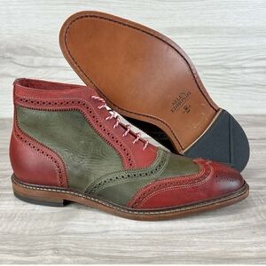 Allen Edmonds Red and Green Santamok Wingtip Boot Shoes New Without Tags